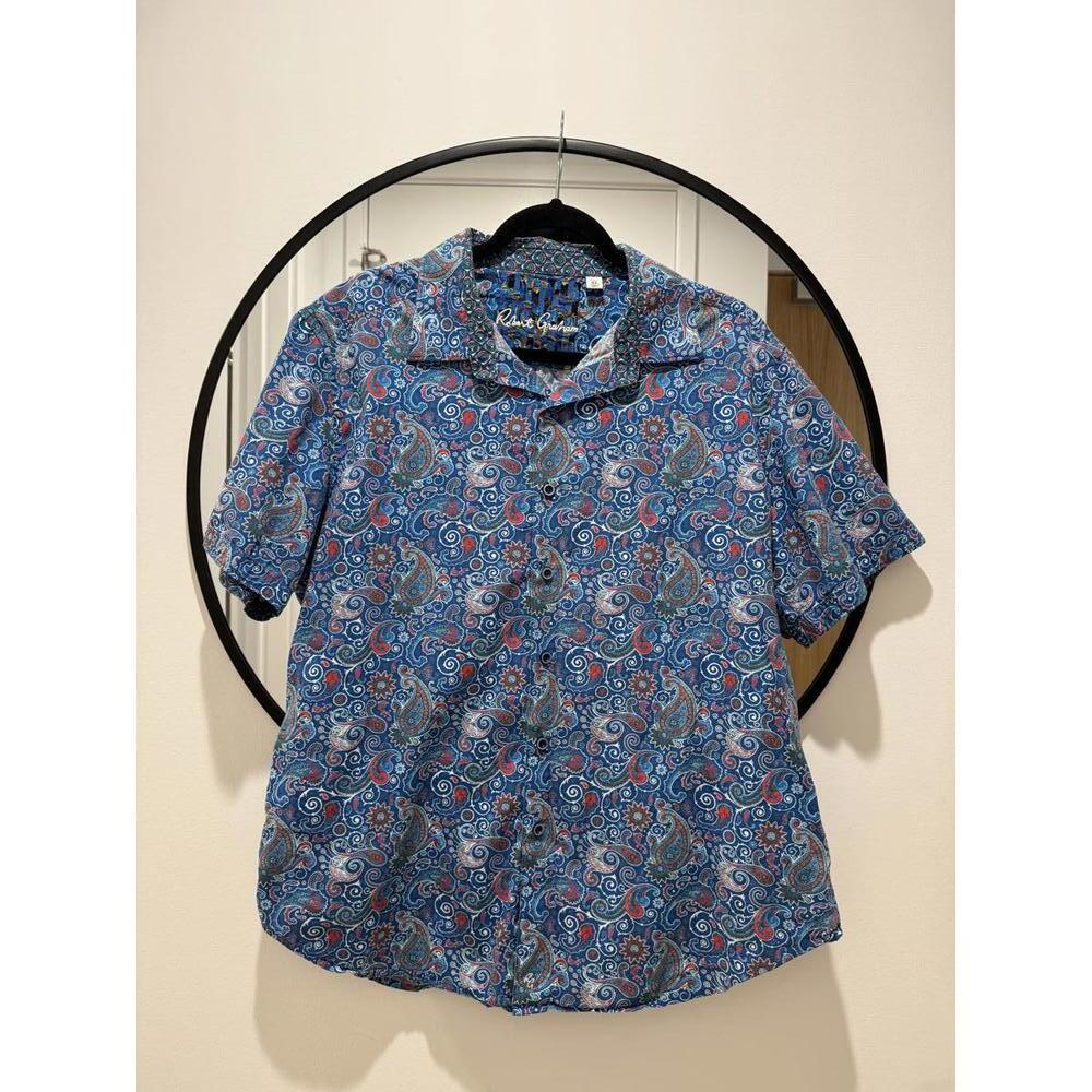 Robert Graham Paisley Print Short Sleeve Shirt Size XL